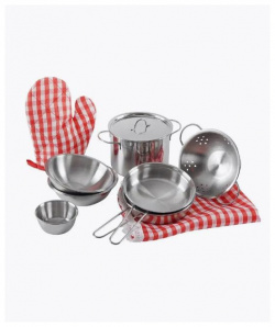 ABtoys Помогаю Маме Набор посуды металлической для кухни 10 предметов PT 00266(WK B0955)
