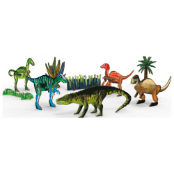 Кувырком Сборные 3Д модели из дерева Самые древние динозавры (5 дино + растения) 101401