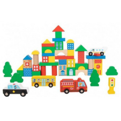 Деревянная игрушка Tooky Toy Набор кубиков Город 50 шт  TH451