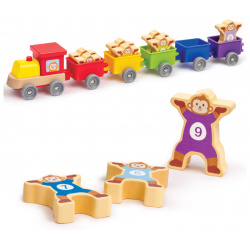 Деревянная игрушка Hape Детский игровой железнодорожный поезд с цифрами (11 элементов) E1075_HP