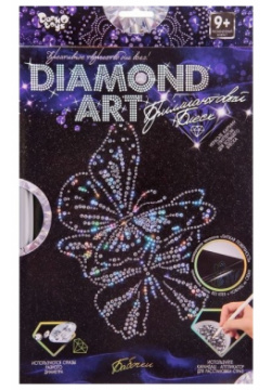 Danko Toys Алмазная аппликация Diamond Art Бабочки с рамкой и глиттерными блестками DAR 01 04