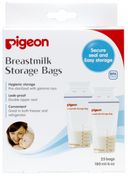 Pigeon Пакеты для заморозки грудного молока 25 шт  180 мл 16654