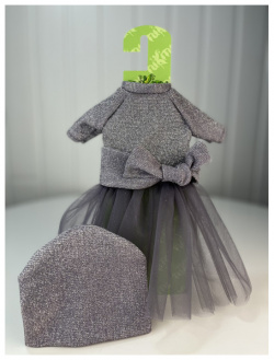 TuKiTu Комплект одежды для кукол Серебро (водолазка  юбка шапка бант) 40 см 15