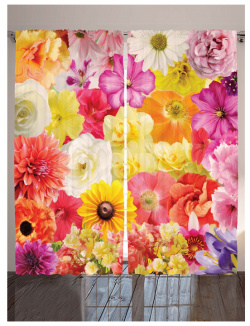 JoyArty Шторы с фотопечатью Коллекция цветов из сатена 290х265 см p_12327_145x265