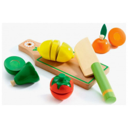 Деревянная игрушка Djeco Игровой набор для разрезания Фрукты и овощи k06526