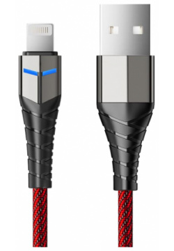 Кабель Accesstyle AL24 F100LED USB Lighting 1м Red Black 