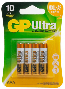 Батарейка алкалиновая GP Ultra Alkaline 24А AАA  4 шт Технические характеристики