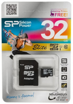 Карта памяти Silicon Power Elite MicroSDHC 32GB (SP032GBSTHBU1V10SP) 