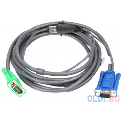Кабель ATEN KVM Cable 2L 5203U для KVM: USB(Am)+DB15(m) (PC)  на SPHD15(m) (KVM) 3м