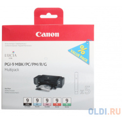 Картридж Canon PGI 9 MBK/PC/PM/R/G для PIXMA MX7600 Pro9500 матовый чёрный красный зелёный фотокартридж голубой и пурпурный 1033B013