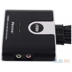 Переключатель KVM ATEN (CS692 AT) KVM+Audio  1 user USB+HDMI => 2 cpu со встр шнурами USB+Audio 2x1 2м 1920x1200 настол исп станда CS692 AT