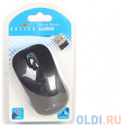 Мышь Oklick 445MW черный оптическая (1200dpi) беспроводная USB (2but) 945817 