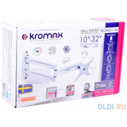 Кронштейн Kromax Techno 11 белый  для LED/LCD TV 10" 32" max 15 кг настенный 5 ст свободы VESA 100x100 мм 29002 white