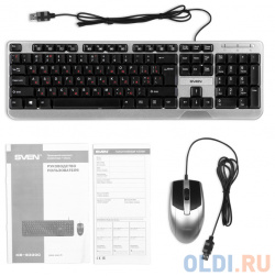 Набор клавиатура + мышь SVEN KB S330C черный (104+12Fn)+3кл  1200DPI)