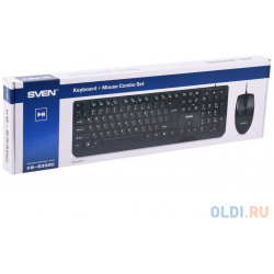Набор клавиатура + мышь SVEN KB S330C черный (104+12Fn)+3кл  1200DPI)