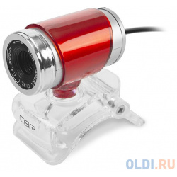Веб камера CBR CW 830M Red с матрицей 0 3 МП  640х480 USB 2 встроенный микрофон руч Фокус крепление на мониторе кабель 1 4 м цвет красный