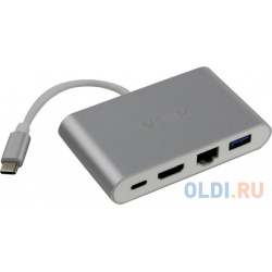 Кабель адаптер USB3 1 Type CM  HDMI+USB3 0+RJ45+PD charging VCOM CU455 Telecom А