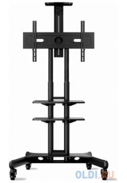 Мобильная стойка ONKRON TS1552 на 1 ТВ/ 32 65" от 200х200 до 400х600 регулировка полок по высоте колесики с блокировкой черная BLACK 