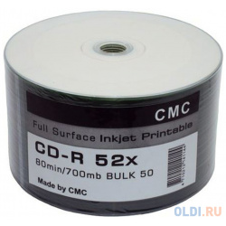 Диски CMC CD R 80 52x Bulk Full Ink Print 50шт T 