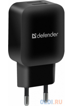 Defender Сетевой адаптер 2xUSB  5V/2 1А черный пакет (EPA 13) (83840) 83840