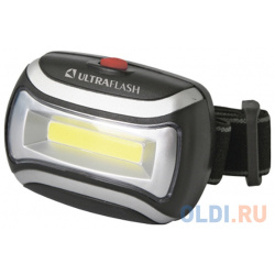 Ultraflash LED5380 (фонарь налобн черн  3 Вт COB LED реж пласт пакет)