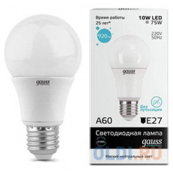 Лампа светодиодная груша Gauss LED A60 1/40 E27 10W 4100K 23220 