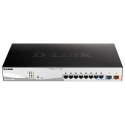 D Link DGS 1210 10MP/FL1A Управляемый коммутатор 2 уровня с 8 портами 10/100/1000Base T и 1000Base X SFP (8 портов поддержкой PoE 802 3af/ 