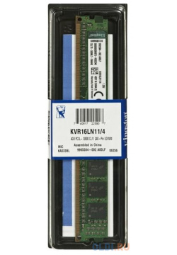 Оперативная память для компьютера Kingston VALUERAM DIMM 4Gb DDR3L 1600 MHz KVR16LN11/4WP