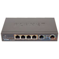 PLANET 4 Port 10/100/1000T 802 3at POE + 2 Desktop Switch (55W Budget  External Power Supply) GSD 604HP