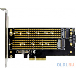 ORIENT C301E  Переходник PCI Ex4 >NGFF (M 2) M key E SSD + SATA B тип 2230/2242/2260/2280/22110 кабель и 2 планки