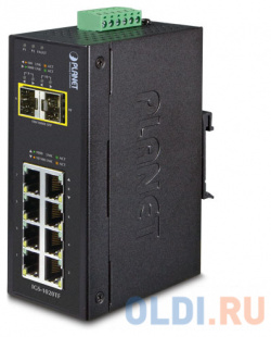 PLANET IP30 Industrial 8 Port 10/100/1000T + 2 100/1000X SFP Ethernet Switch ( 40~75 degrees C) IGS 1020TF 