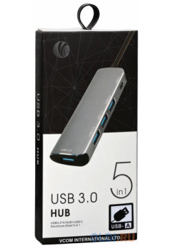 Адаптер концентратор USB 3 1 Type A  > 4 USB3 0 Alum Shell HUB+ PD VCOM Telecom CU4383A