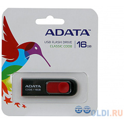 Внешний накопитель 16GB USB Drive ADATA 2 0 C008 черно красная выдвижная AC008 16G RKD A Data 