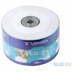 Диски CD R 80min 700Mb Verbatim  52x Shrink/50 Ink Print 43794