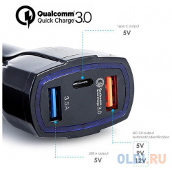 Автомобильное зарядное устройство ORIENT QC 12V3B 3 5А 2 х USB C черный