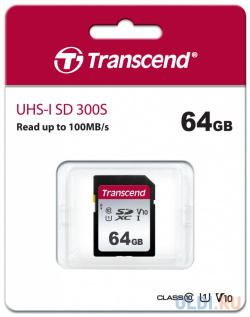 Карта памяти SDXC 64GB Transcend UHS I U3 SD card (TS64GSDC300S) TS64GSDC300S