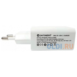Зарядное устройство Continent PN18 101WT/L 3 А USB C белый