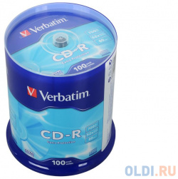 Диски CD R 80min 700Mb Verbatim  52x 100 шт Cake Box 43411