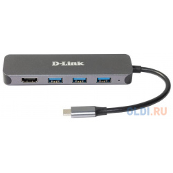 Концентратор USB Type C D Link DUB 2333/A1A 3 х 0 HDMI серебристый 