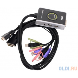 Переключатель KVM ATEN (CS682 AT) KVM+Audio  1 user USB+DVI D = 2 cpu со встр шнурами USB+Audio 2x1 2м 1920x1200 настол исп стандарт CS682 AT