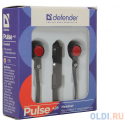 Гарнитура Defender Pulse 428 Black/red 4 пин 3 5 мм jack  кабель 1 2м 63428
