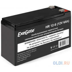 Exegate EX288653RUS Аккумуляторная батарея HR 12 6 12V 6Ah 1224W  клеммы F2+F1 E