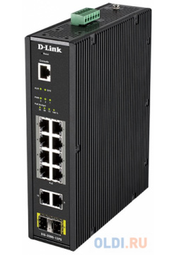 DIS 200G 12PS/A2A Промышленный управляемый L2 коммутатор с 10 портами 10/100/1000Base T и 2 1000Base X SFP (8 портов PoE 802 3af/at  бюдже D Link