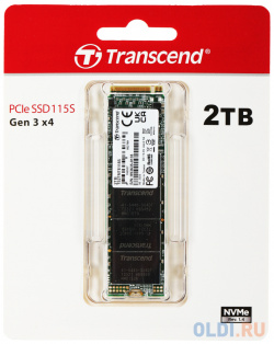 Твердотельный накопитель SSD M 2 Transcend 0Tb MTE115S  (PCI E 3 0 x4 up to 3200/1900Mbs 3D NAND 800TBW NVMe 1 22х80mm) TS2TMTE115S