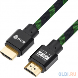 Кабель HDMI 1м Green Connection GCR 51833 круглый черный/зеленый