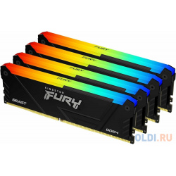 Оперативная память для компьютера Kingston Fury Beast RGB DIMM 64Gb DDR4 3200 MHz KF432C16BB12AK4/64 