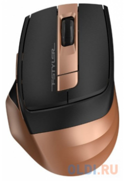 Мышь беспроводная A4TECH Fstyler FG35 чёрный золотистый USB 