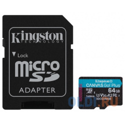 Флеш карта microSDXC 64Gb  Kingston UHS II Class U3 V30 A2 чтение: 170Мб/с запись: 70Мб/с с адаптером