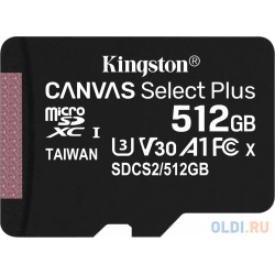 Карта памяти microSDXC Kingston Canvas Select Plus  512 Гб UHS I Class U3 V30 A1 без адаптера