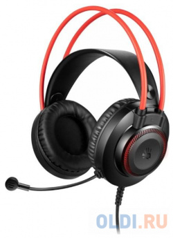 Наушники с микрофоном A4Tech Bloody G200S черный/красный 2м мониторные USB оголовье (G200S USB/ BLACK +RED) 